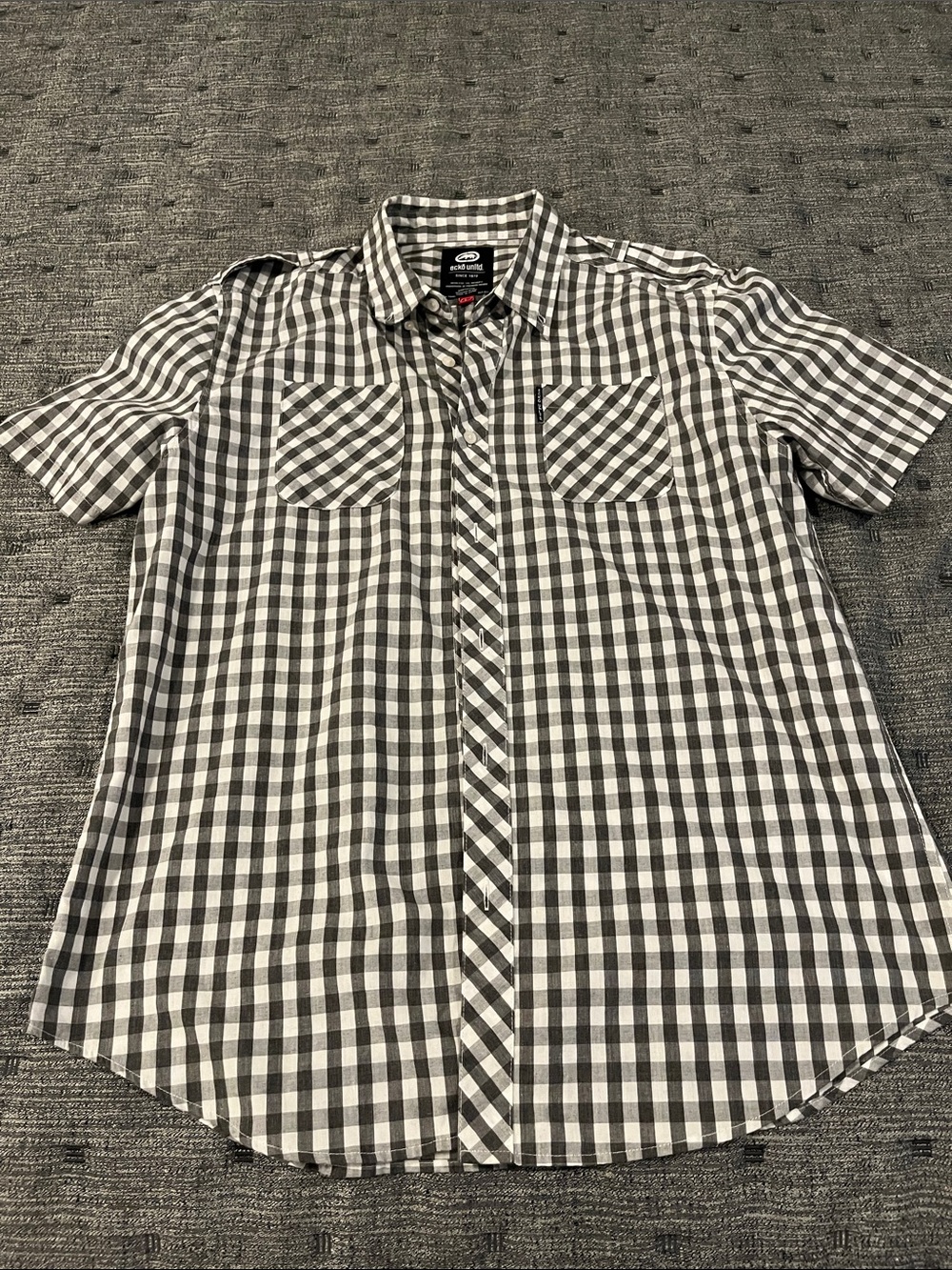 Ecko Unltd Short-Sleeve gray & White Gingham Men’s Shirt